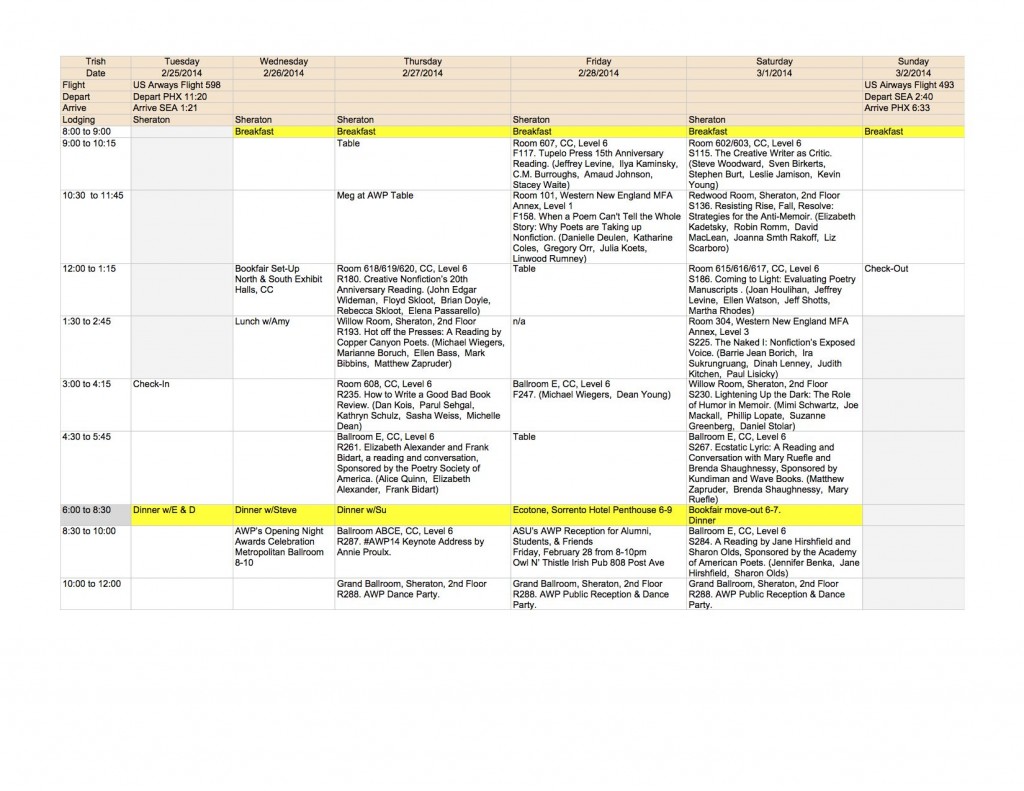 Trish's Schedule