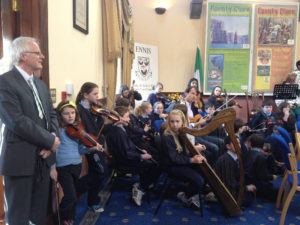 The band playing.